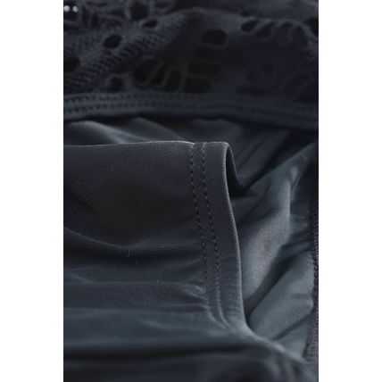 Black Hollow Out Lace Overlay Swim Short Bottom