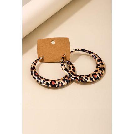 Brown Bold Leopard Ring Hoop Earrings