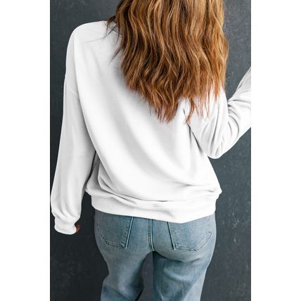 White Checkerboard MAMA Graphic Drop Shoulder Sweatshirt