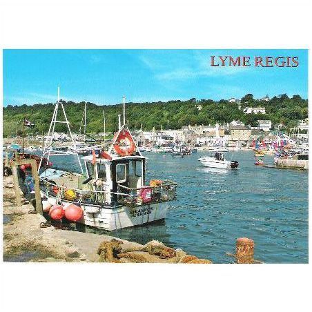 Lyme Regis, Dorset - Harbour Entrance, fishing boats - Salmon postcard