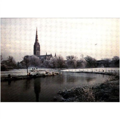Colour Postcard - Salisbury Cathedral in Winter 1979 by Mary Luckham