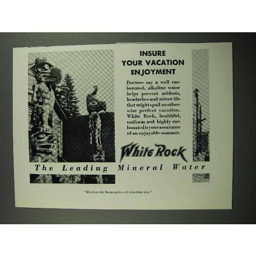 1931 White Rock Water Ad - Vacation Enjoyment