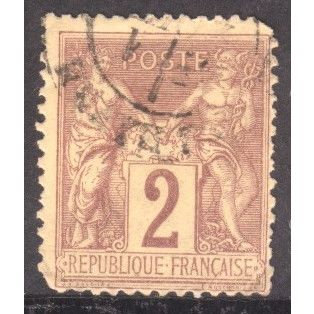 France 1876 - SG248 - 2c yellowish brown - Peace & Commerce - used