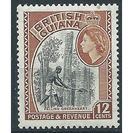 British Guiana 1956 SG338a 12c Black & Light Brown Mounted Mint .. ..