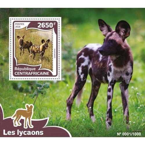 CENTRAL AFRICA 2016 SHEET MNH WILD DOGS LYCAONS CHIENS SAUVAGES HYENAS HUNDE 1A