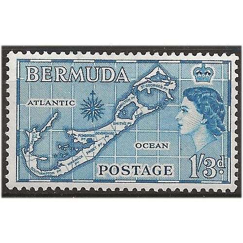 Bermuda 1953 SG145 1/3d Blue Mounted Mint . ..