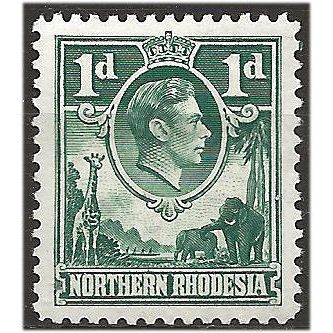 Northern Rhodesia 1951 SG28 1d Green Mounted Mint .. ..