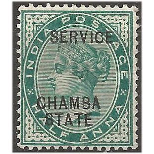 Chamba (ICS) 1887 O1 1/2a Blue-Green SERVICE Mounted Mint . .. .