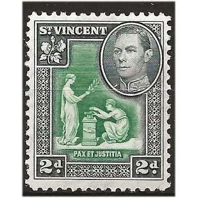 St Vincent 1938 SG152 2d Green & Black Mounted Mint . .. .