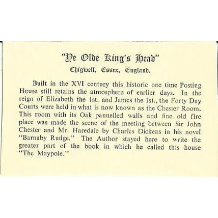 Essex CHIGWELL Ye Olde Kings Head Two Postcards