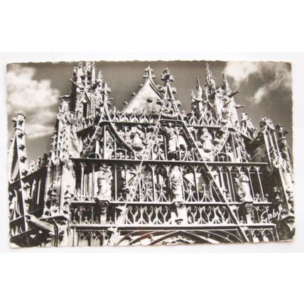 1964 postcard Alencon, details du Porche Notre Dame