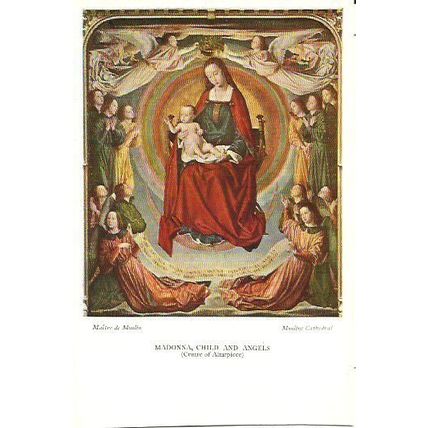 Art MADONNA, CHILD AND ANGELS (de Moulin) Postcard (Medici 163)