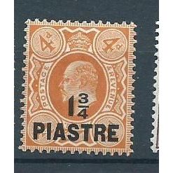 british levant stamps turkish currency sg23 sg 23 edward v11 hm orange red