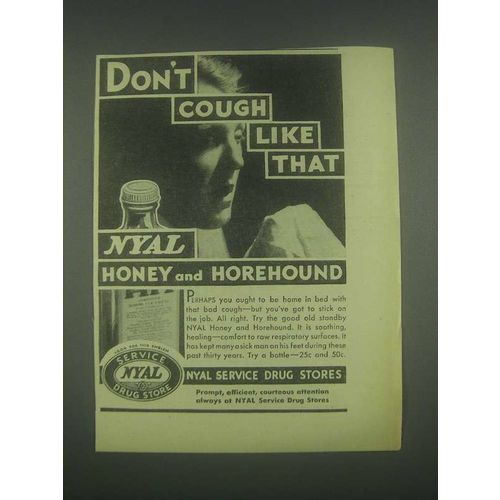 1931 Nyal Honey and Horehound Ad - Don't Cough