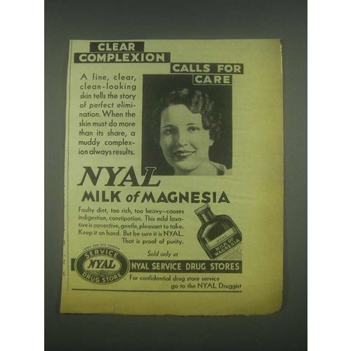 1931 Nyal Milk of Magnesia Ad - Clear Complexion