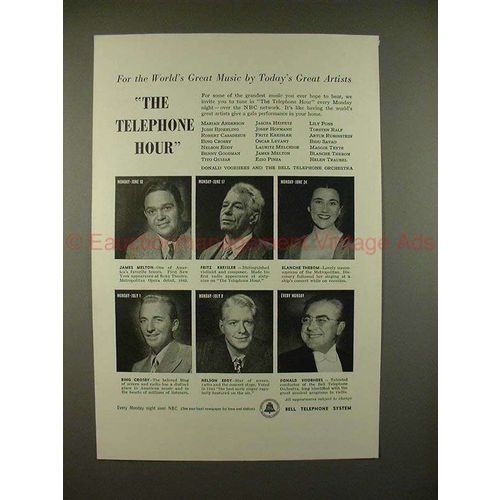 1946 Bell Telephone Ad - Bing Crosby, Nelson Eddy, +++
