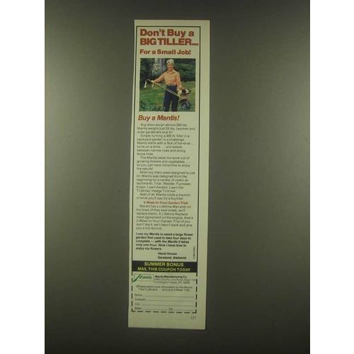 1985 Mantis Tiller Ad - Don't Buy a Big Tiller