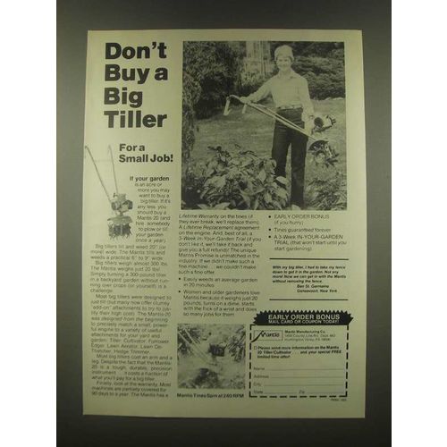 1985 Mantis Tiller Ad - Don't Buy Big Tiller
