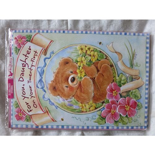 Birthday For You Daughter On Your Twenty First Teddy Bear Big Card A4 Portrait