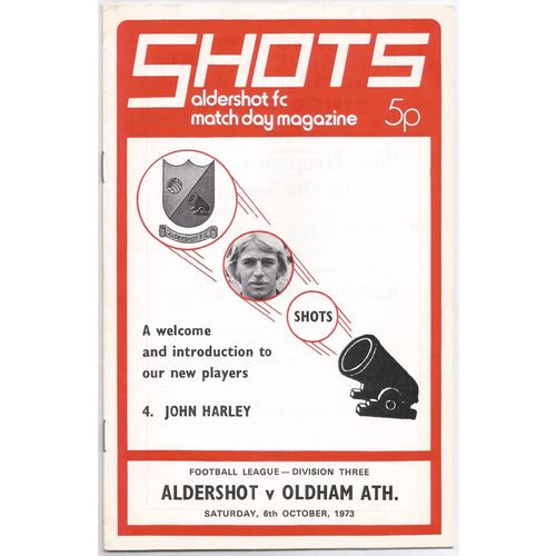 1973-74 ALDERSHOT v OLDHAM ATHLETIC (Good To Very Good Condition - No Writing)