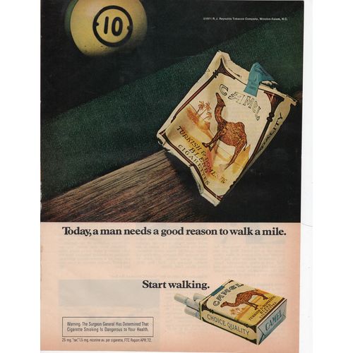 Camel Cigarettes Vintage Full Page Print Ad August 1972