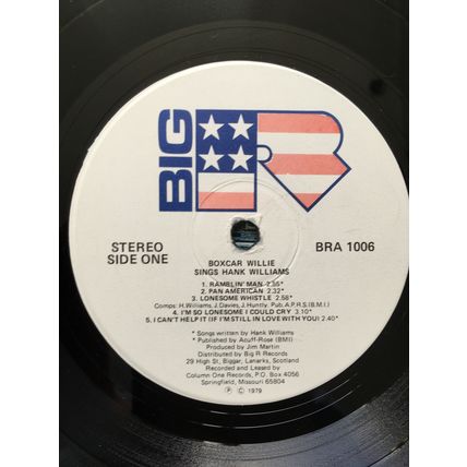 BOXCAR WILLIE SINGS HANK WILLIAMS & JIMMIE RODGERS (UK VINYL LP, 1979)