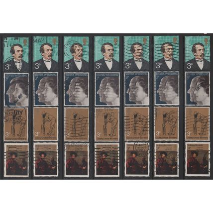 LOT#362r - PEOPLE THEMED GB STAMPS x124 for ARTS & CRAFT PROJECTS, DECOUPAGE etc