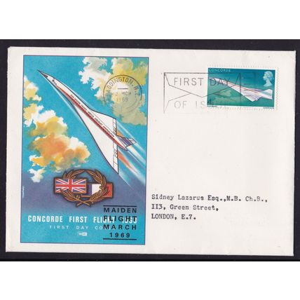 GB 1969 MAIDEN FLIGHT CONCORDE PHILART FDC ADDRESSED