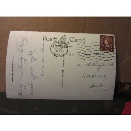 GRAND PARADE BAND ENCLOSURE, EASTBOURNE, SUSSEX used postcard RP 1955 postmark