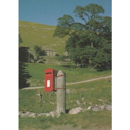 Yockenthwaite Yorkshire Village Post Pillar Box Postcard