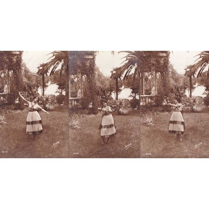 Dance Dancing Egyptian Style In Garden 3x Old Real Photo Postcard s