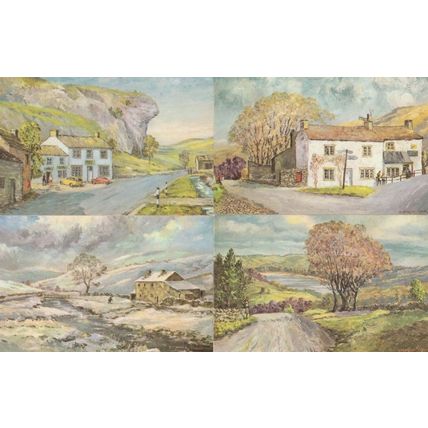 Wharfedale Swinsty Malham Kilnsey Yorkshire 4x Painting Postcard s