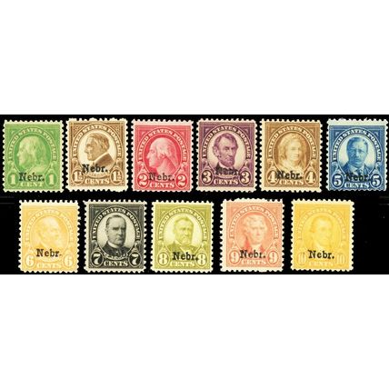 669-79, Mint NH/LH Complete Set Of Nebrs Ovpt Stamps CV $418. ** Stuart Katz