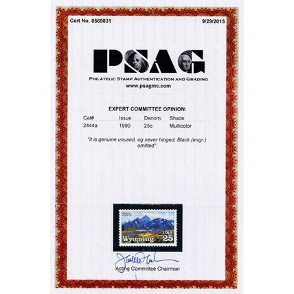 2444a, Mint VF NH 25¢ Black Color Omitted Error With PSAG Cert - Stuart Katz