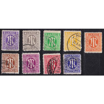 GERMANY Alliiert AmBri [1945] MiNr 0001-09 ( O/used ) [02]