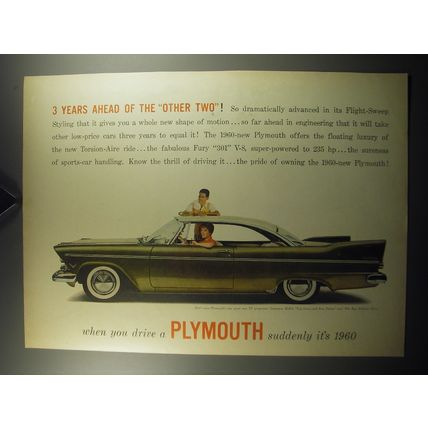 1957 Plymouth Belvedere Car Ad - 3 years ahead of the other two