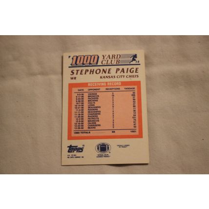 Stephone Paige 1991 Topps 100 YARD CLUB NO. 14