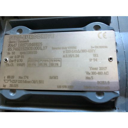 NEW SEW EURODRIVE FA47 DRS71S4BE05 AC GEARMOTOR. INVERTER DUTY,SJ
