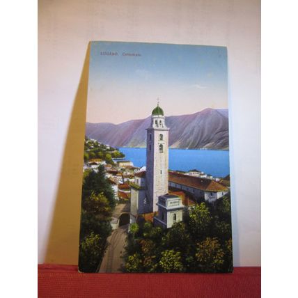 CATTEDRALE, LUGANO, SWITZERLAND unused vintage postcard =