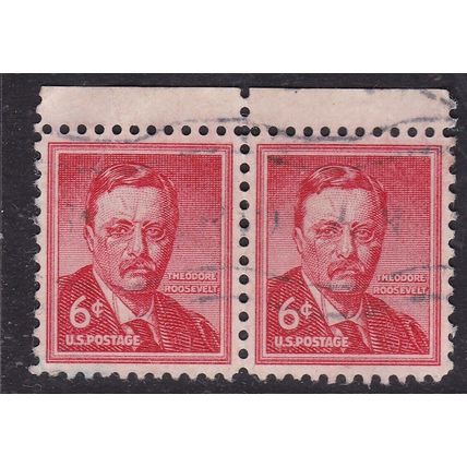 United States 1955 Theodore Roosevelt 6c pair Fine Used SG 1037 VGC