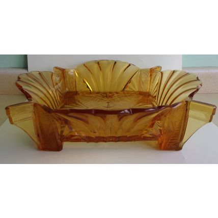 Art Deco Brockwitz Amber Glass Fruit Bowl c.1936.