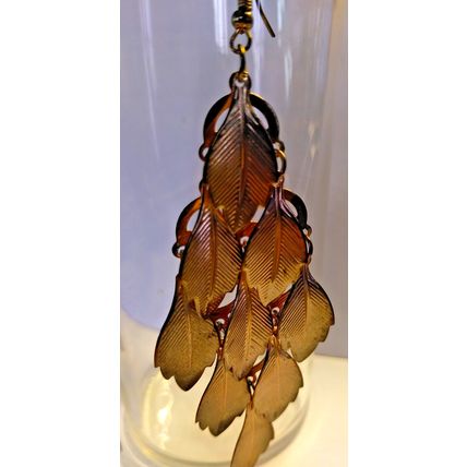 Leaf Multilayer Chandelier Fashion Earrings 1 Silver Tone & 1 Gold Tone Pair Mix