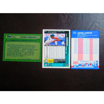Three (3) Andre Dawson Baseball Cards (See Pictures and Description Below)