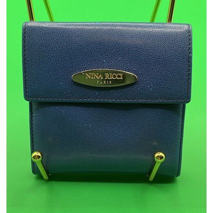 A Rare Beautiful Blue Leather Vintage Nina Ricci Made In Spain Snap Wallet