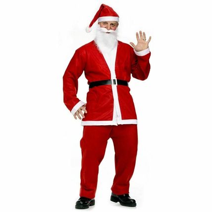 SANTA CLAUS COSTUME Father Christmas Suit Complete Fancy Dress Outfit Adult Hat