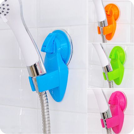 Blue Attachable Bathroom Shower Head Holder Wall Suction Cup Bracket Organizer