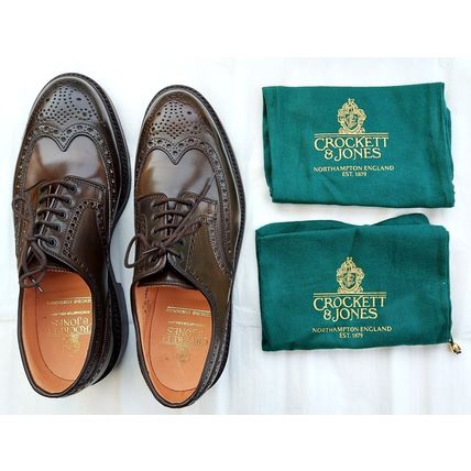 NEW UNWORN CROCKETT & JONES MENS BROWN CORDOVAN BROQUE DOUBLE RUBBER SOLE & HEEL