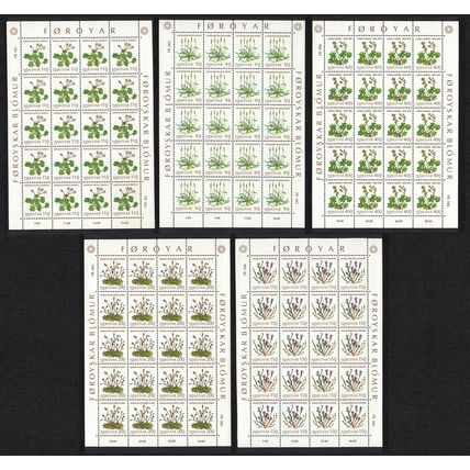 Faroe Is. Flowers 5v Full Sheets 1980 MNH SG#47-51 MI#48-52