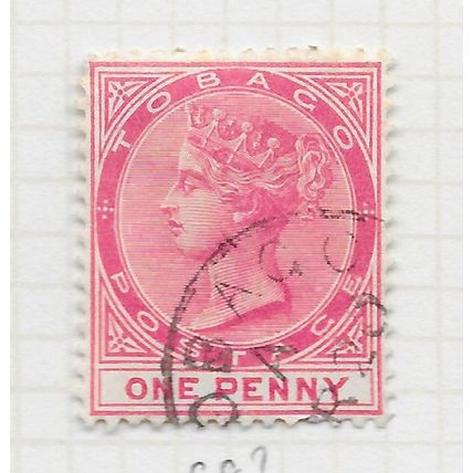 TOBAGO 1885 QV WMK CA SG21 1d ONE PENNY CARMINE USED CDS POSTMARK TYPE A