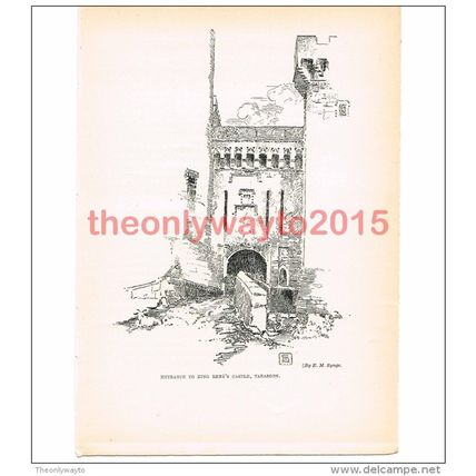 Entrance to King Rene's Castle, Tarascon, France, Book Illustration (Print)